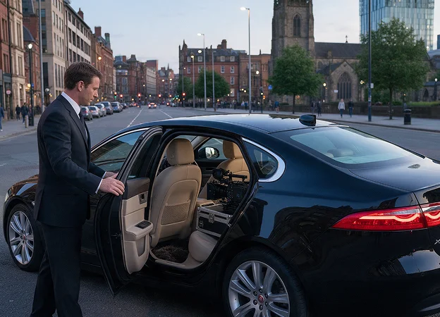 Luxury chauffeur vehicle prepared for Manchester travel